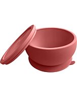 Abiie: Octopod Silicone Baby Suction Bowl With Lid (Terra Cotta)