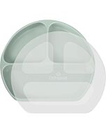 Abiie:﻿ Octopod Silicone Suction Triangle Plate With Lids (Sage Green)