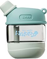 CocoSmile: Dudu Straw Glass Cup With Handle 450ml (Blue)