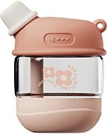 CocoSmile: Dudu Straw Glass Cup With Handle 450ml (Pink)