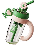 CocoSmile: Flower Twirling Cup with Crescent Handle 1000ml (Pink Green)