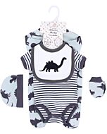 Earth Bebe: 5 in 1 Multi Set - Black & Grey Dino (0 - 3 Months)