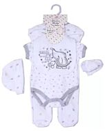 Earth Bebe: 5 in 1 Multi Set - White/Grey Elephant (3 - 6 Months)
