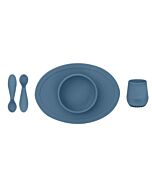 EZPZ First Foods Set | Silicone Spoon, Cup & Suctioning Bowl for Infants (6+ Months) | Indigo - 31% OFF!!