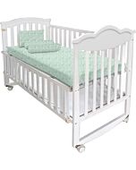 Little Bean Premium: Wooden Baby Crib [L:130x70cm] (Flowery Hollow)