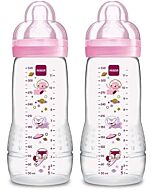 2 x MAM Easy Active Baby Bottle 330ml/11oz - Teat 3 (Pink)