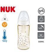 NUK: Premium Choice: Wide Neck Bottle With Silicone Teat 300ml/10oz (WHITE) - 1pc - PPSU - With Temperature Control