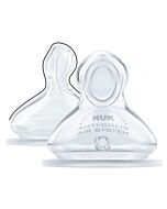 NUK: Premium Choice Wide Neck Silicone Teat *M Size (0-6mth) - 2 PACK - 25% OFF!