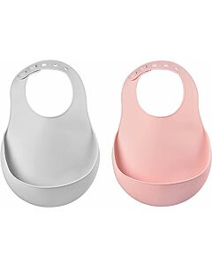 Beaba: Silicone Bib 2pcs (Cloud & Rose)
