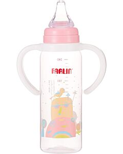 Farlin: Silky PP Feeding Bottle Standard-Neck With Handle 240ml/8oz [0M+] (Little Artist Collection - Pink)