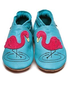 Inch Blue: Soft Sole Leather Shoes - Flamingo Turquoise - Child Small (2-3 years)