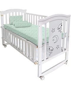Little Bean Premium: Wooden Baby Crib [L:130x70cm] (Curvy Solid)