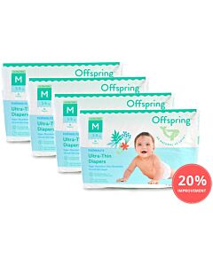 Offspring Featherlite Ultra-Thin Tape Diapers M38 (6-10kg) *4 pack bundle*