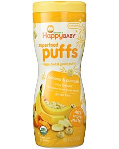 Happy Baby: Organic Puffs (Banana & Pumpkin) - Finger food for babies