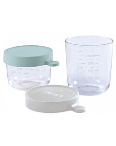 Beaba: Set Of 2 Glass Containers (150ml/5oz + 250ml/8oz) - Blue / Grey - 10% OFF!!