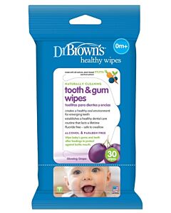 Dr. Brown's: Healthy Wipes Naturally Cleaning Tooth & Gum Wipes (30 wipes) - 20% OFF!!