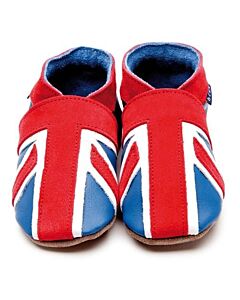 Inch Blue: Soft Sole Leather Shoes - Union Jack - Extra Large (18-24 months)