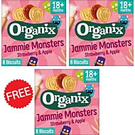 [BUY 2 FREE 1] Organix Jammie Monsters Biscuits Multipack 64g (18M+)