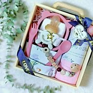 Angeliz Baby: First Meal Feeding Wooden Set Maroon [5M+] (10Pcs) 