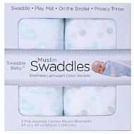 Earth Bebe: Muslin Swaddle (120cm*120cm) - Blue Cloud