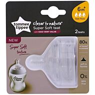 Tommee Tippee: Super Soft Teat with EASI-VENT Valve - Fast Flow (6 mths+) (2pk)