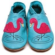 Inch Blue: Soft Sole Leather Shoes - Flamingo Turquoise - Child Small (2-3 years)