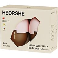 He or She: New Born Set - Ultra Wide Neck Baby Bottle 5oz/160ml (2 PACK) - Pink