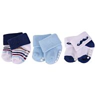 Little Treasure: Newborn Baby Socks Boys' Terry Socks (Non Skid) 3-Pack (0-6mths) (76220)