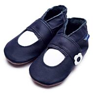 Inch Blue: Soft Sole Leather Shoes - Mary Jane Navy - Medium (6-12 months)