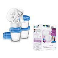 AVENT: Natural Manual Breast pump with Reusable Milk Storage Cups + FREE! AVENT: Disposable Breast Pads 60pcs
