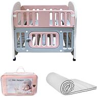 RaaB: Glücklich Baby Cot (Pink) + Latex Mattress + Pink Bumper Set