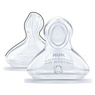 NUK: Premium Choice Wide Neck Silicone Teat *M Size (0-6mth) - 2 PACK - 25% OFF!